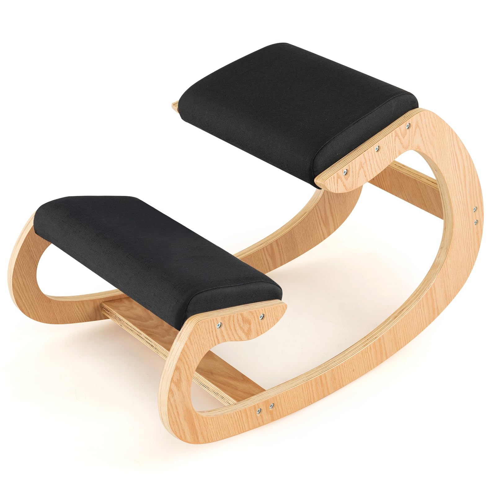 KOMFOTT Ergonomic Kneeling Chair, Posture Chair for Desk with Cushion, Solid Wood Frame