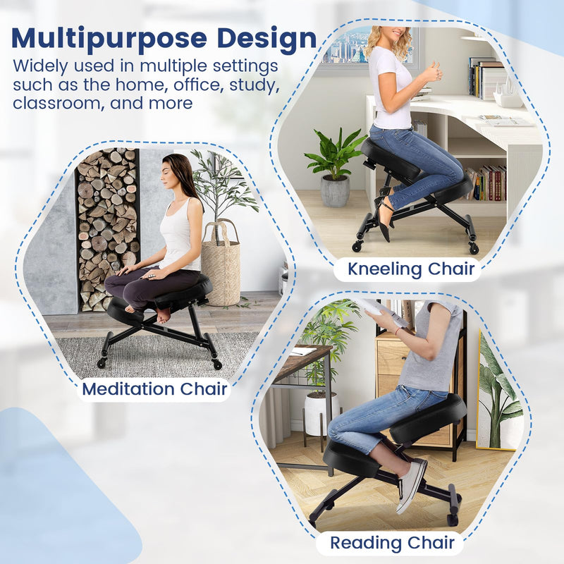 KOMFOTT Ergonomic Kneeling Chair, Posture Chair for Desk with Cushion for Back Pain Relief