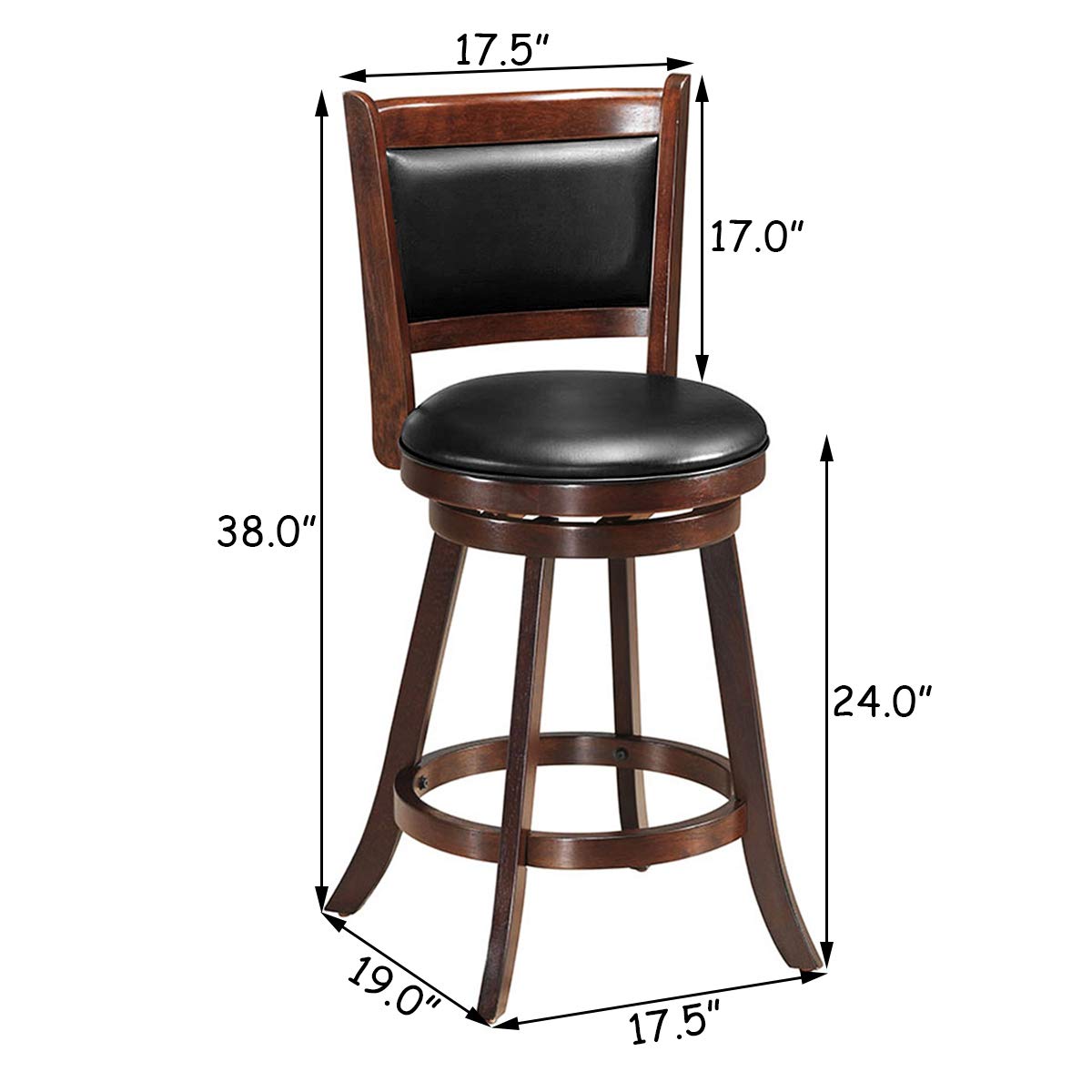 KOMFOTT Bar Stools Set of 1/2 360 Degree Swivel, Accent Wooden Swivel Seat Counter Height Bar Stool