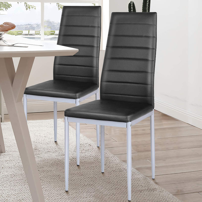 KOMFOTT Set of 4 PU Leather Dining Side Chairs with Padded Seat Foot Cap Protection Stable Frame Heavy Duty High Back