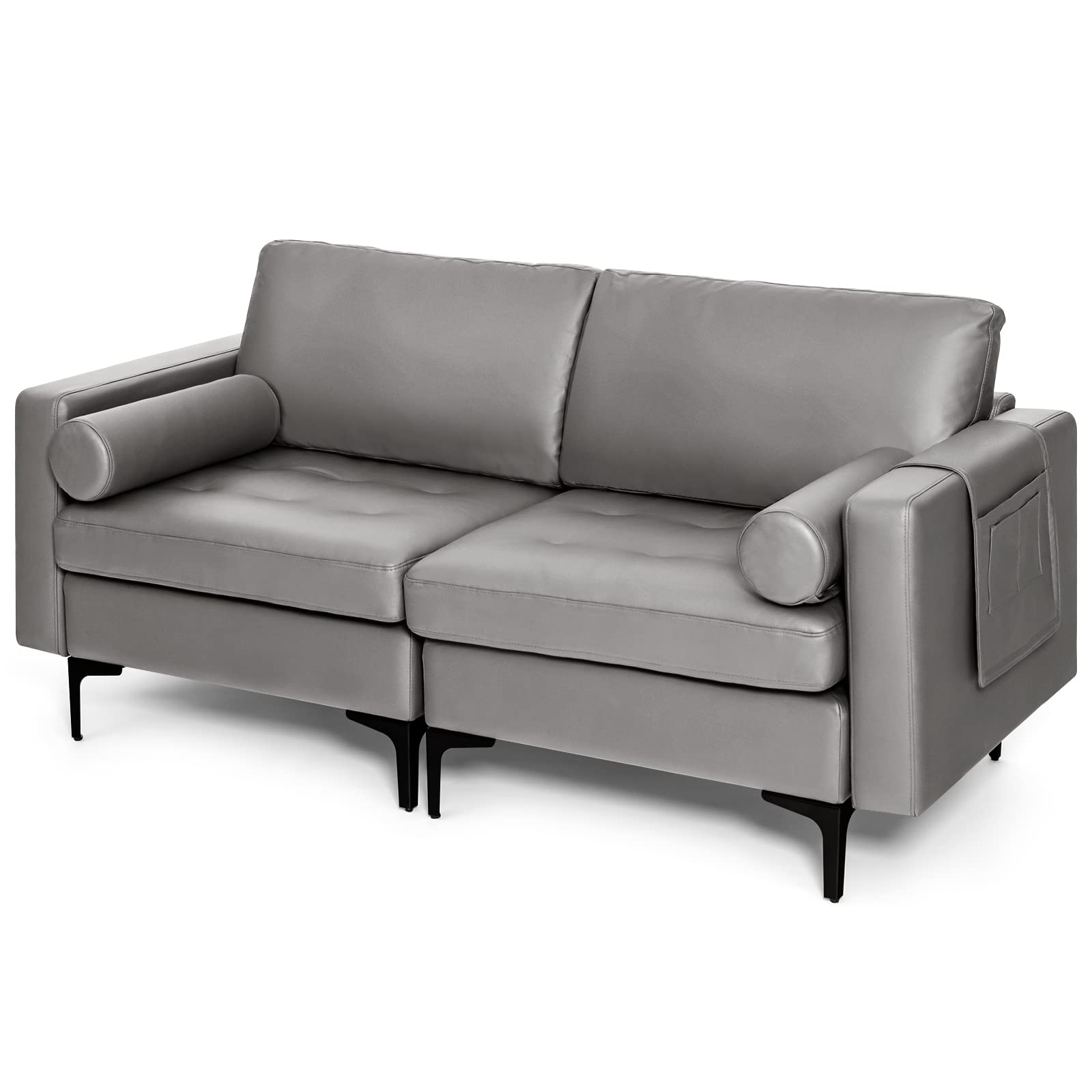 KOMFOTT Modern Accent Sofa w/Comfy Cushion Bolster for Bedroom Reception Room