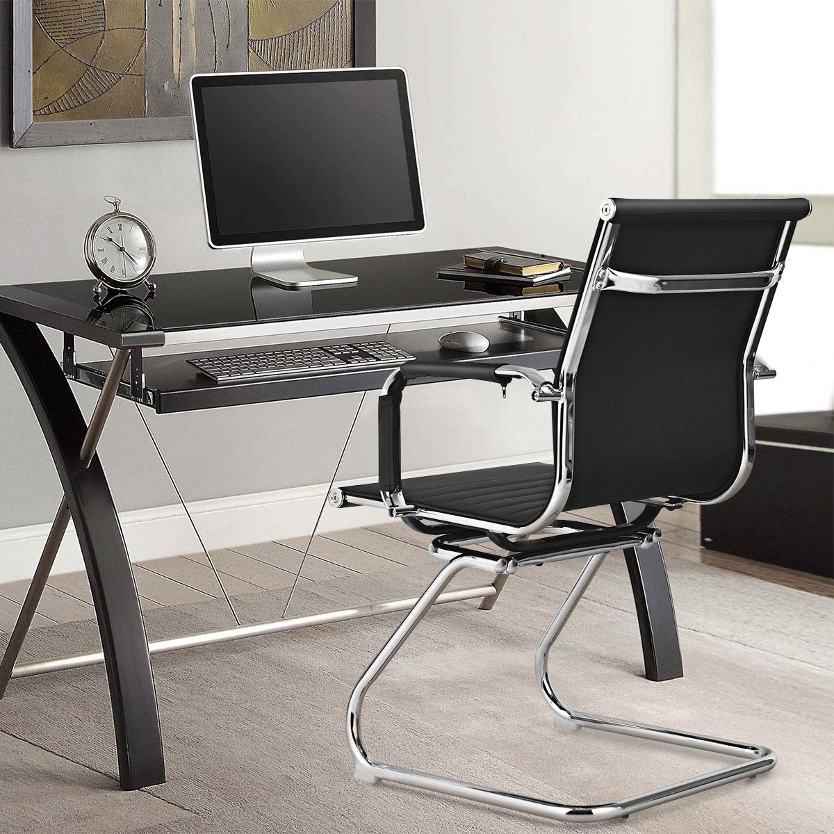 KOMFOTT Office Reception Chairs- Guest Chairs, Conference Chair with Arm, Anti-Slip Foot Pads