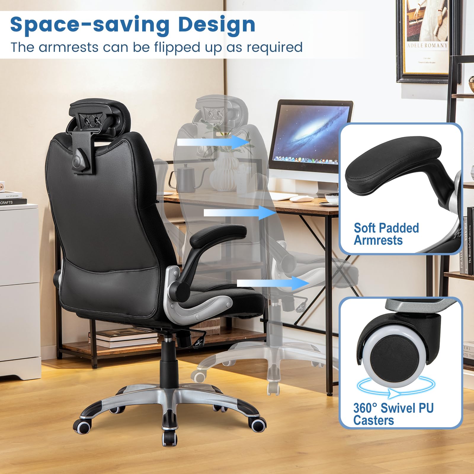 KOMFOTT Executive Office Chair, Kneading Massage Computer Chair with Removable Lumbar Support Pillow, Adjustable Headrest