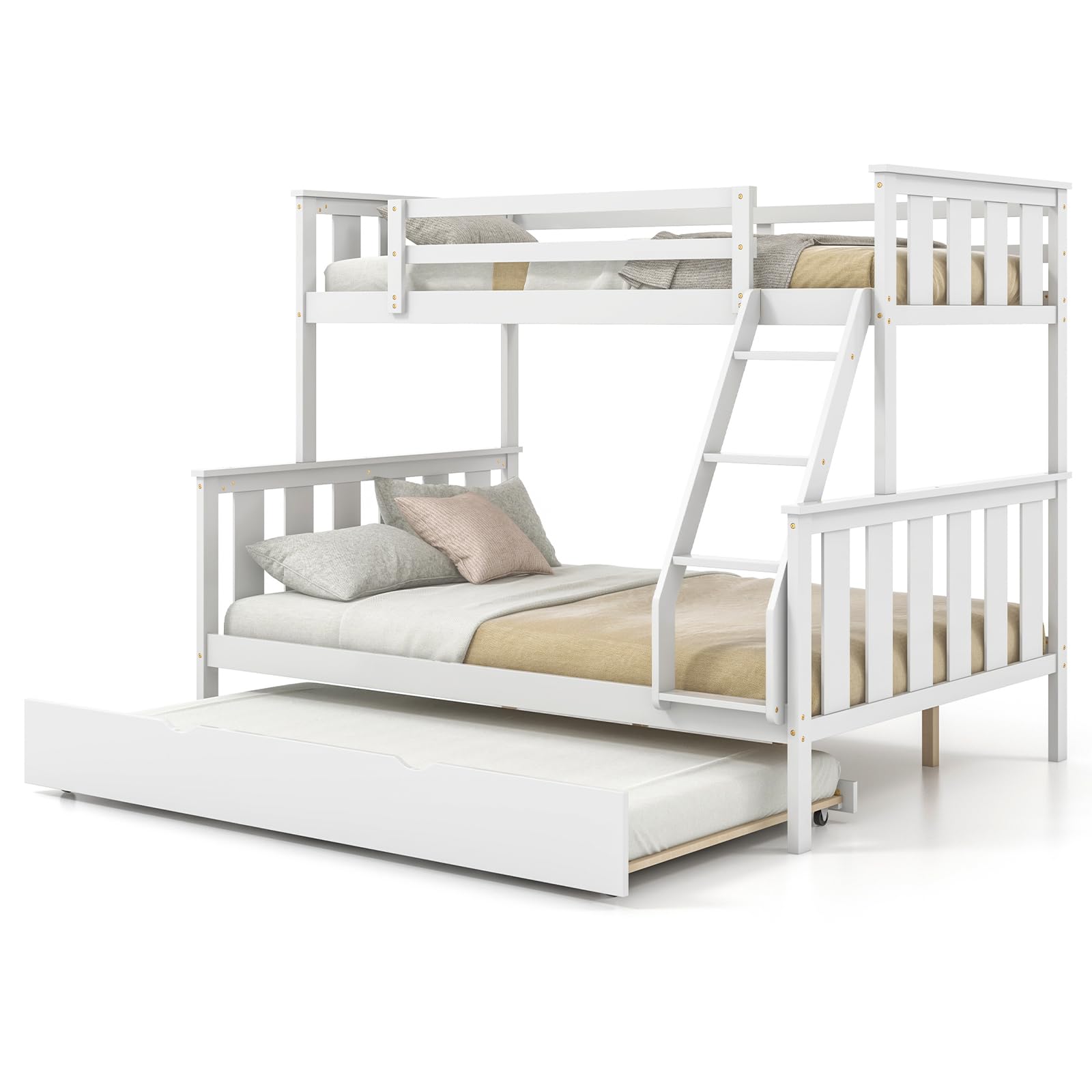 KOMFOTT Convertible 3-in-1 Twin Over Full Bunk Bed with Trundle