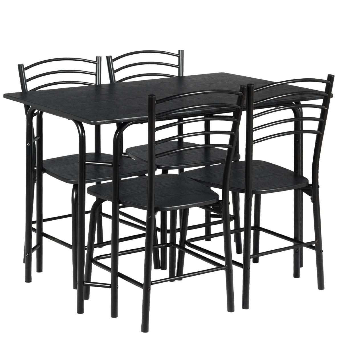 KOMFOTT 5 Piece Dining Set, Home Kitchen Table and 4 Chairs with Metal Legs