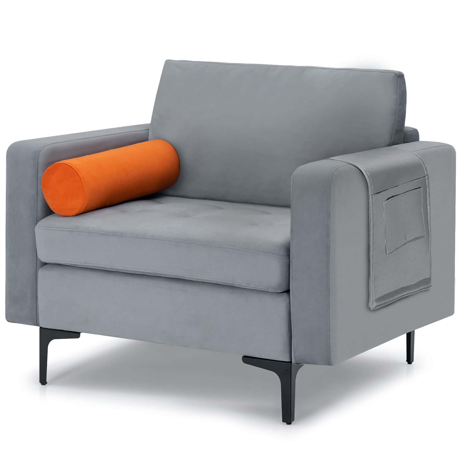 KOMFOTT Modern Accent Sofa w/Comfy Cushion Bolster for Bedroom Reception Room