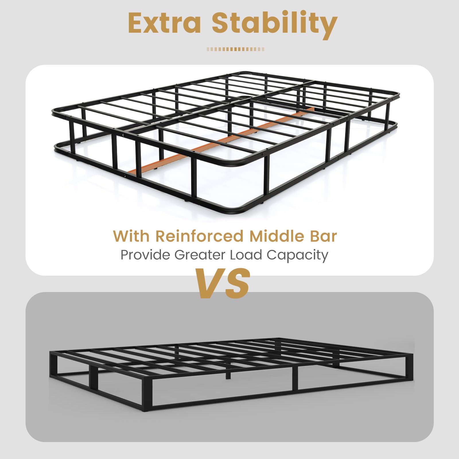 KOMFOTT Queen Size Metal Platform Bed Frame