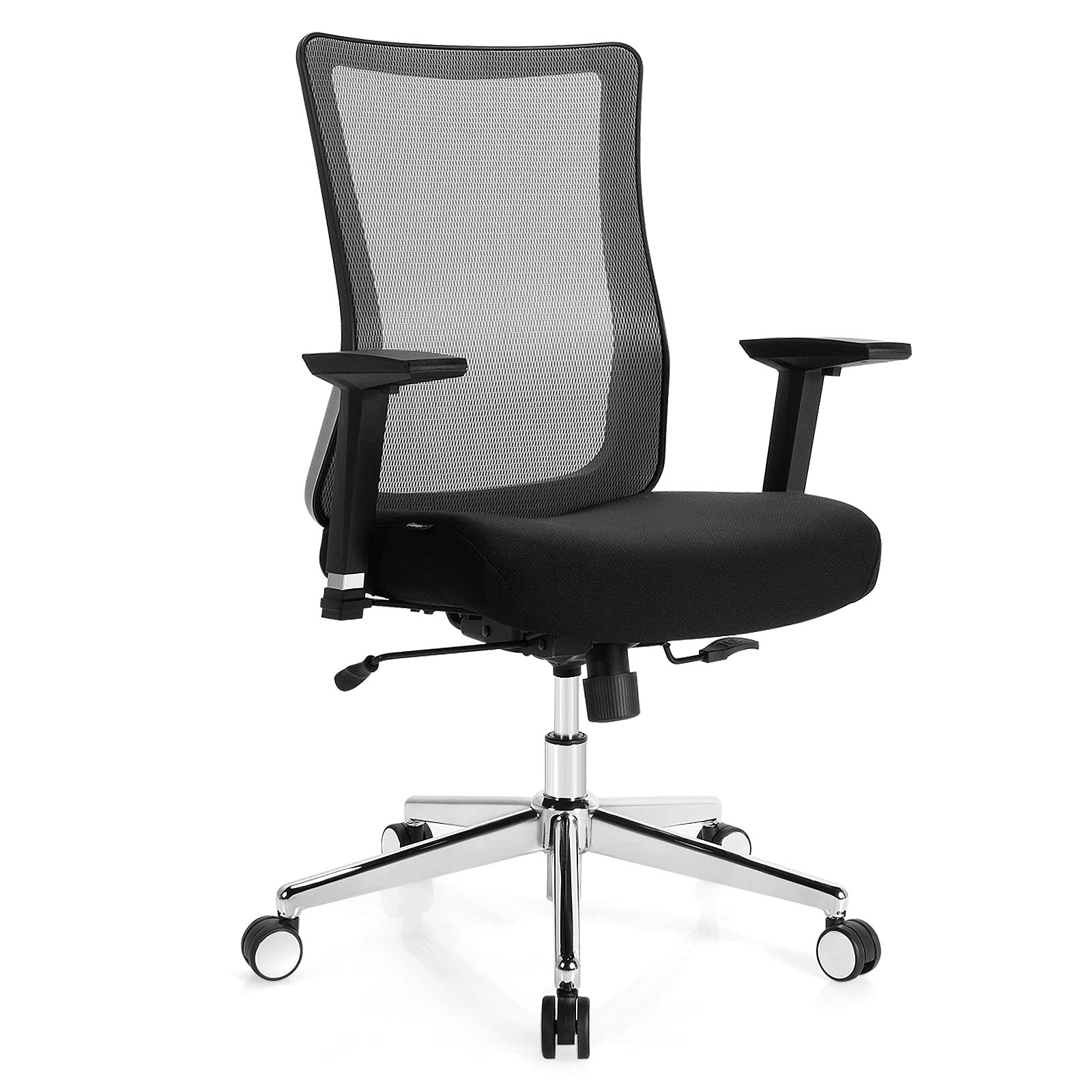 KOMFOTT Ergonomic Office Chair, Mesh Desk Chair with Adjustable Seat Depth, Computer Chair with Wheels and Rocking Function