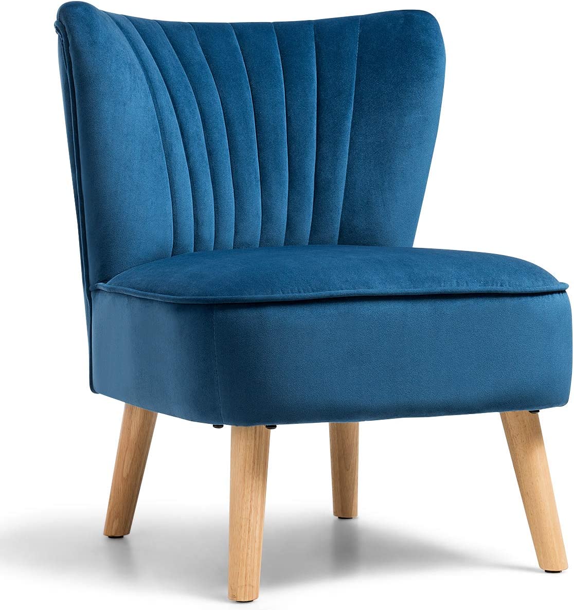 KOMFOTT Velvet Accent Chair, Upholstered Modern Sofa Chair with Wood Legs & Thickly Padded