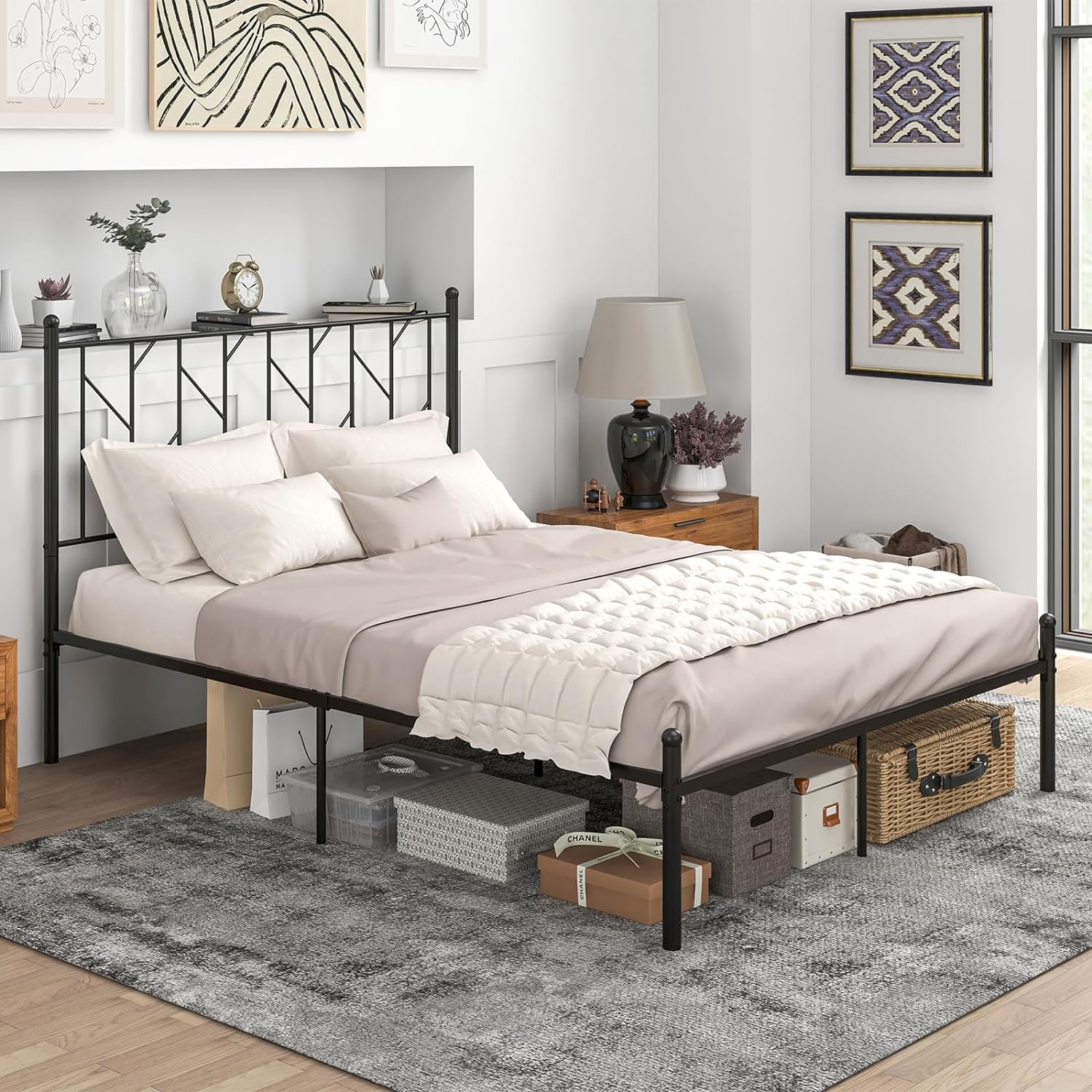 Twin Platform Bed Frame, Heavy-Duty Bed, Metal - KOMFOTT 