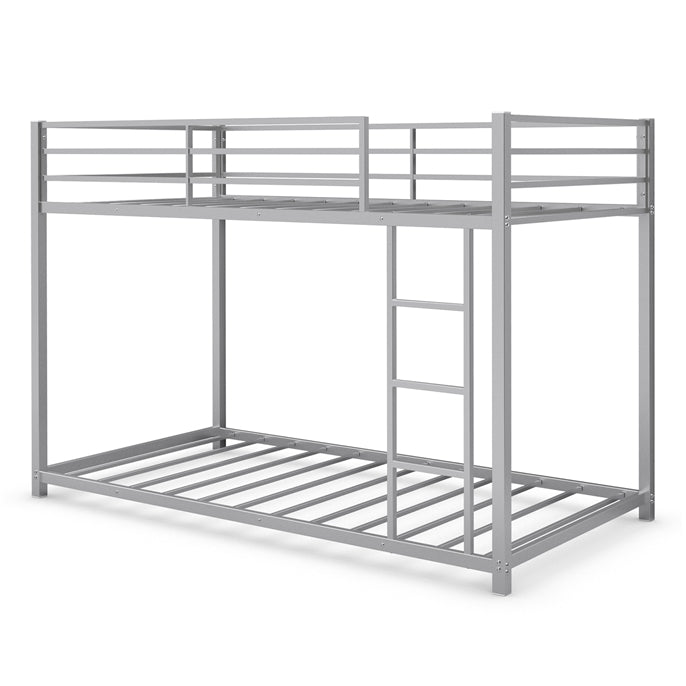 KOMFOTT Bunk Bed Twin Over Twin Metal Bed - Sturdy Steel Bed Frame with Stairs and Guard Rails Heavy Duty Space