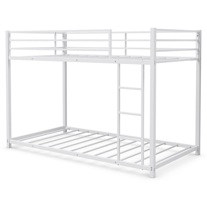 KOMFOTT Bunk Bed Twin Over Twin Metal Bed - Sturdy Steel Bed Frame with Stairs and Guard Rails Heavy Duty Space