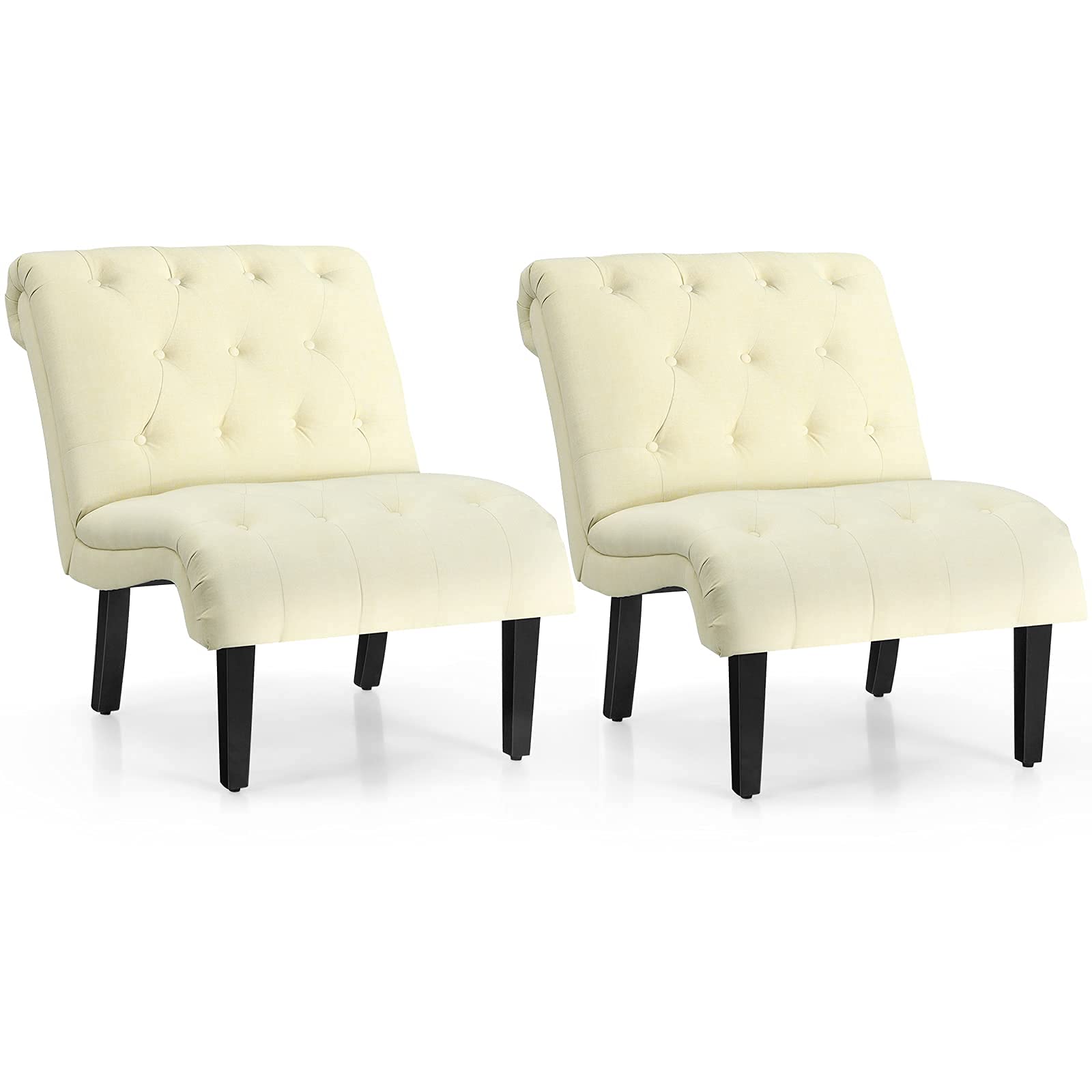 KOMFOTT Armless Accent Chair w/Solid Wood Legs & Adjustable Foot Pads