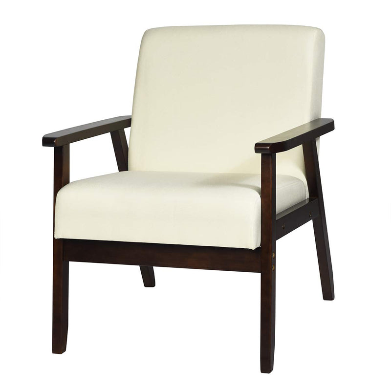 KOMFOTT Solid Hardwood Made Mid-Century Modern Accent Chair | Retro Fabric Armchair