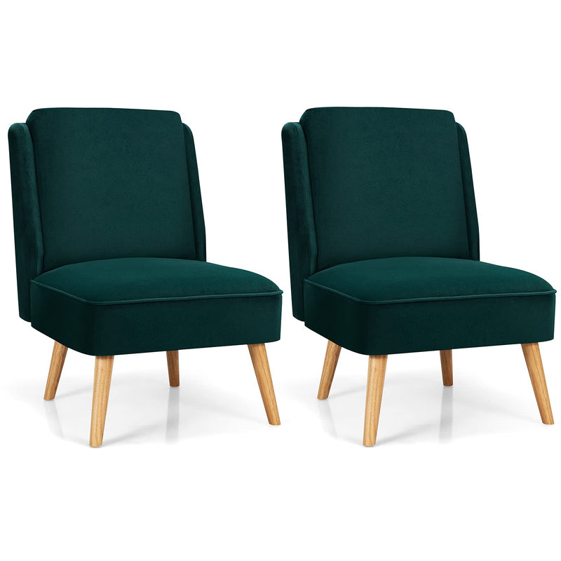 KOMFOTT Velvet Accent Chair, Comfy Single Sofa Chair w/Rubber Wood Legs, Modern Upholstered Leisure Living Room Chair