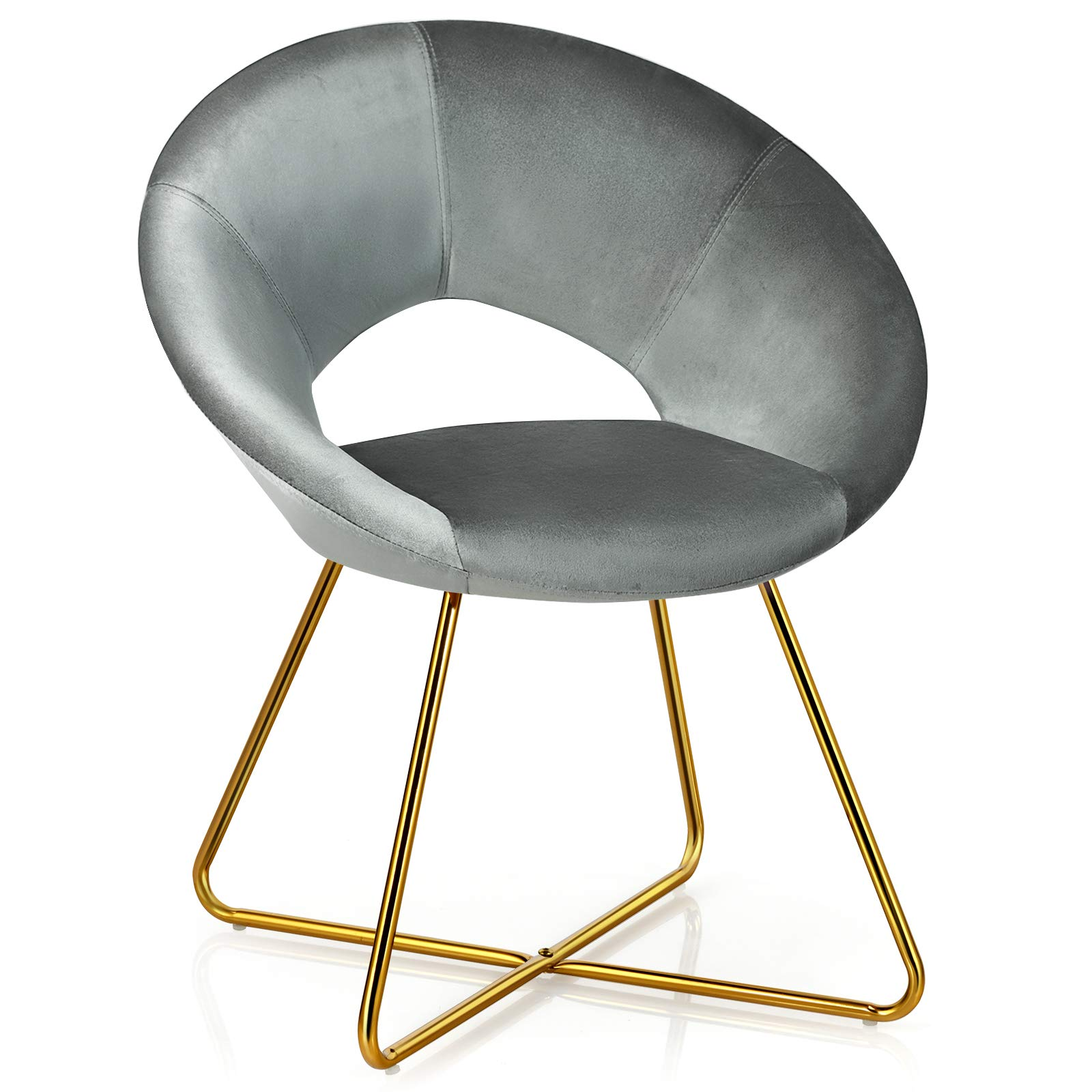 KOMFOTT Modern Comfy Cute Upholstered Vanity Desk Chair w/Metal Legs