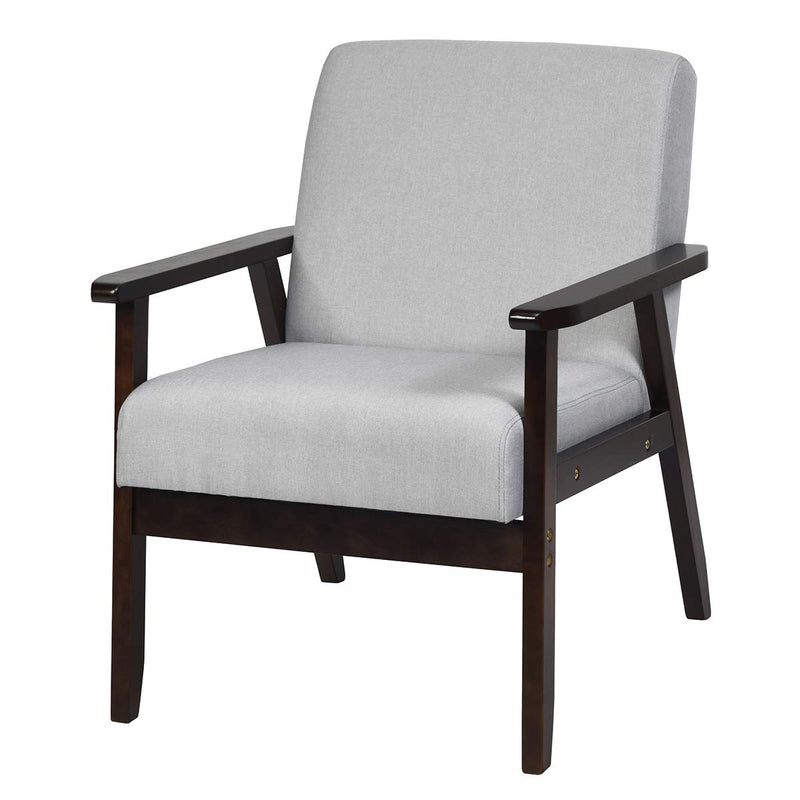 KOMFOTT Solid Hardwood Made Mid-Century Modern Accent Chair | Retro Fabric Armchair