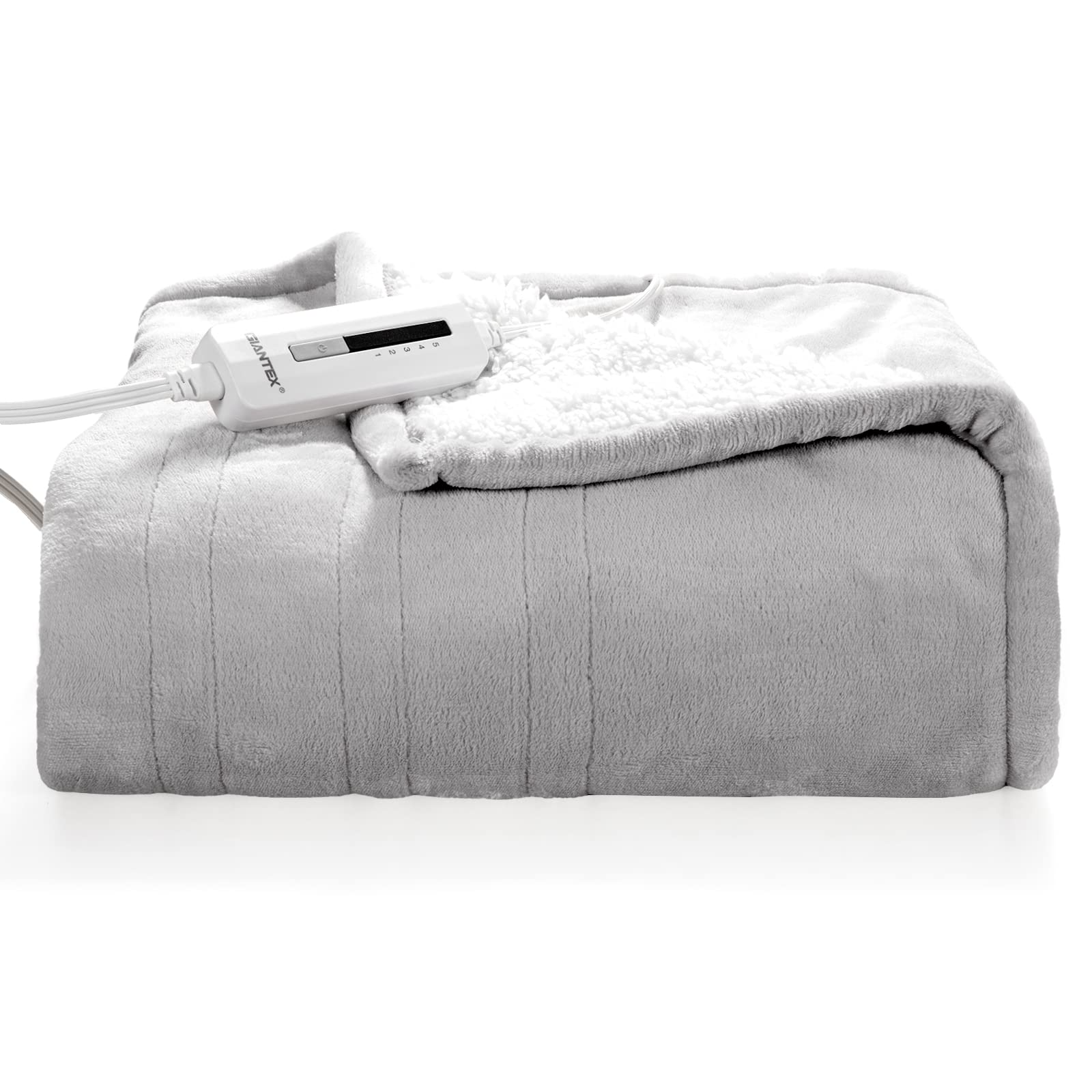 KOMFOTT Flannel Sherpa Double Side Electric Heated Blanket 50''x60'' with 5 heating levels