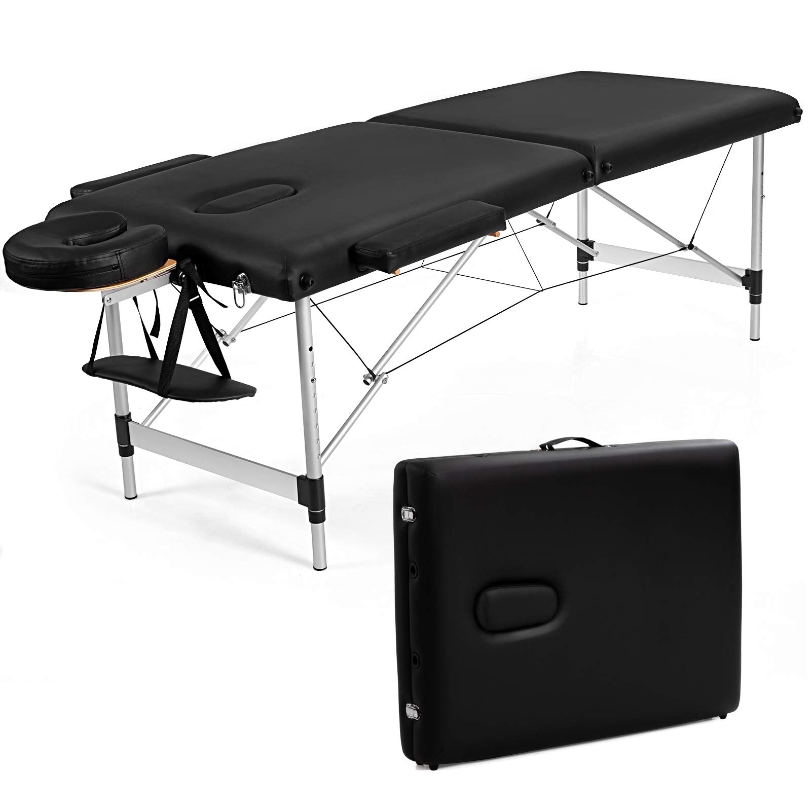 KOMFOTT 2 Folding Portable Massage Table, Aluminum Frame & Height Adjustable