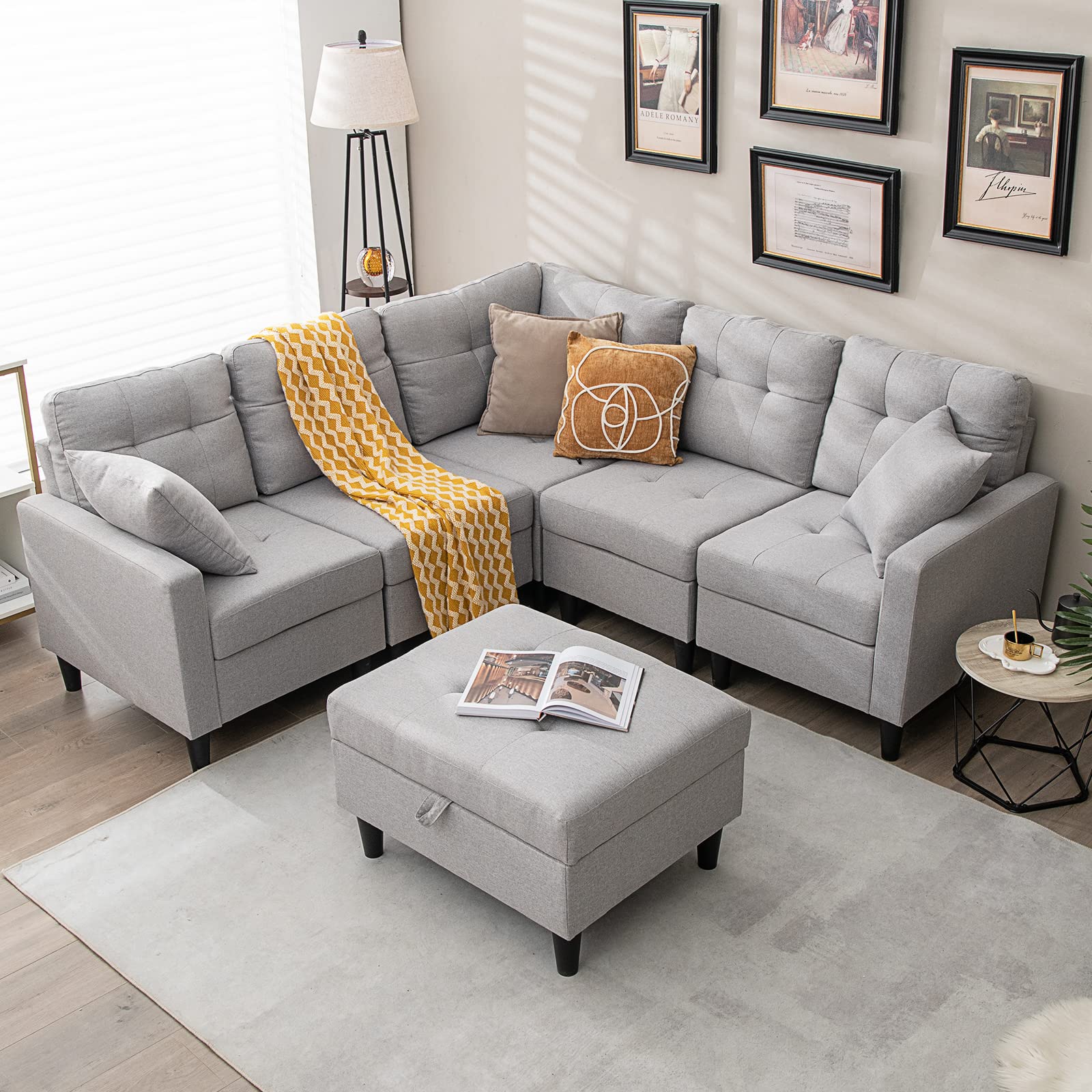 KOMFOTT Modular Sectional Sofa Couch, Reversible L-Shaped Corner Sofa Set with Ottoman