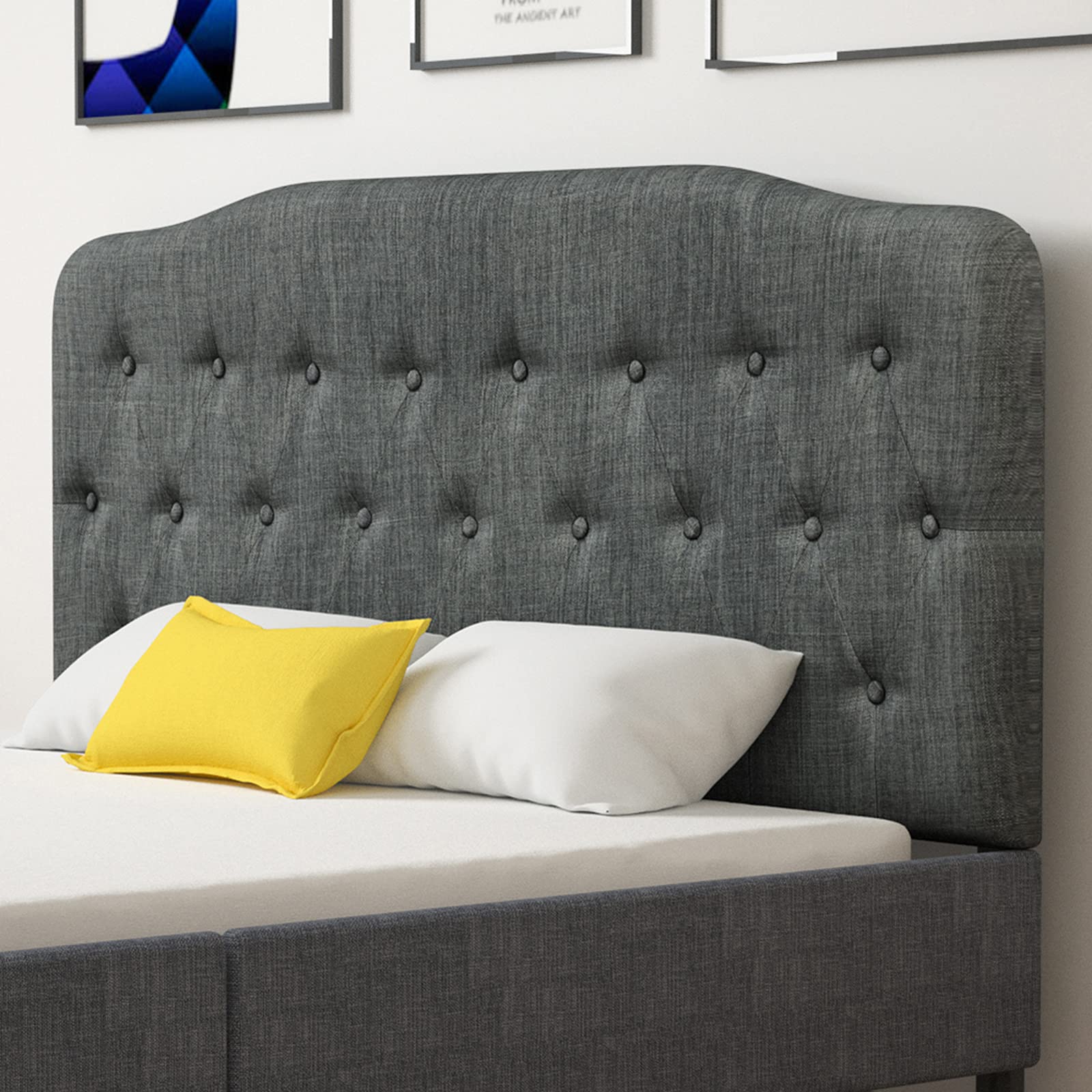 KOMFOTT Upholstered Headboard, Adjustable Height from 38" to 53" Platform