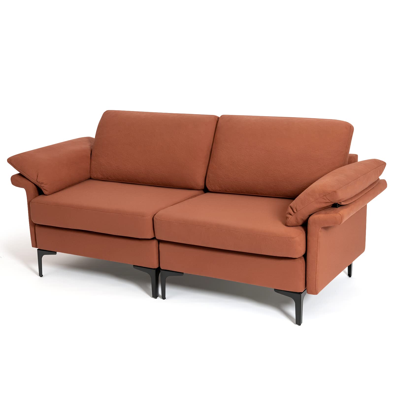 KOMFOTT 72.5" Loveseat Sofa Couch, Modern Love Seat with Removable Armrest Pillows