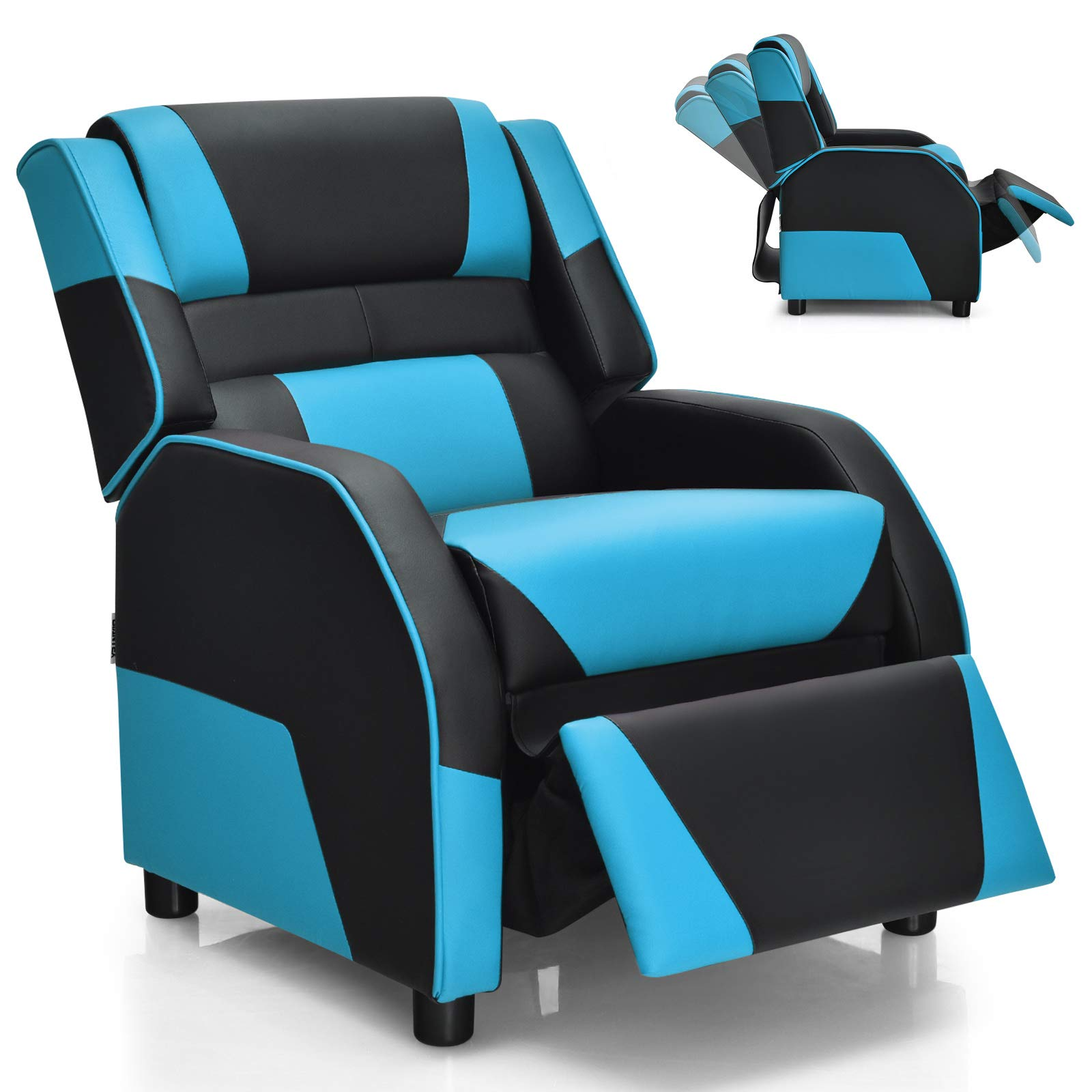 Komfott Kids Recliner, Racing Style Sofa with Headrest and Lumbar Support