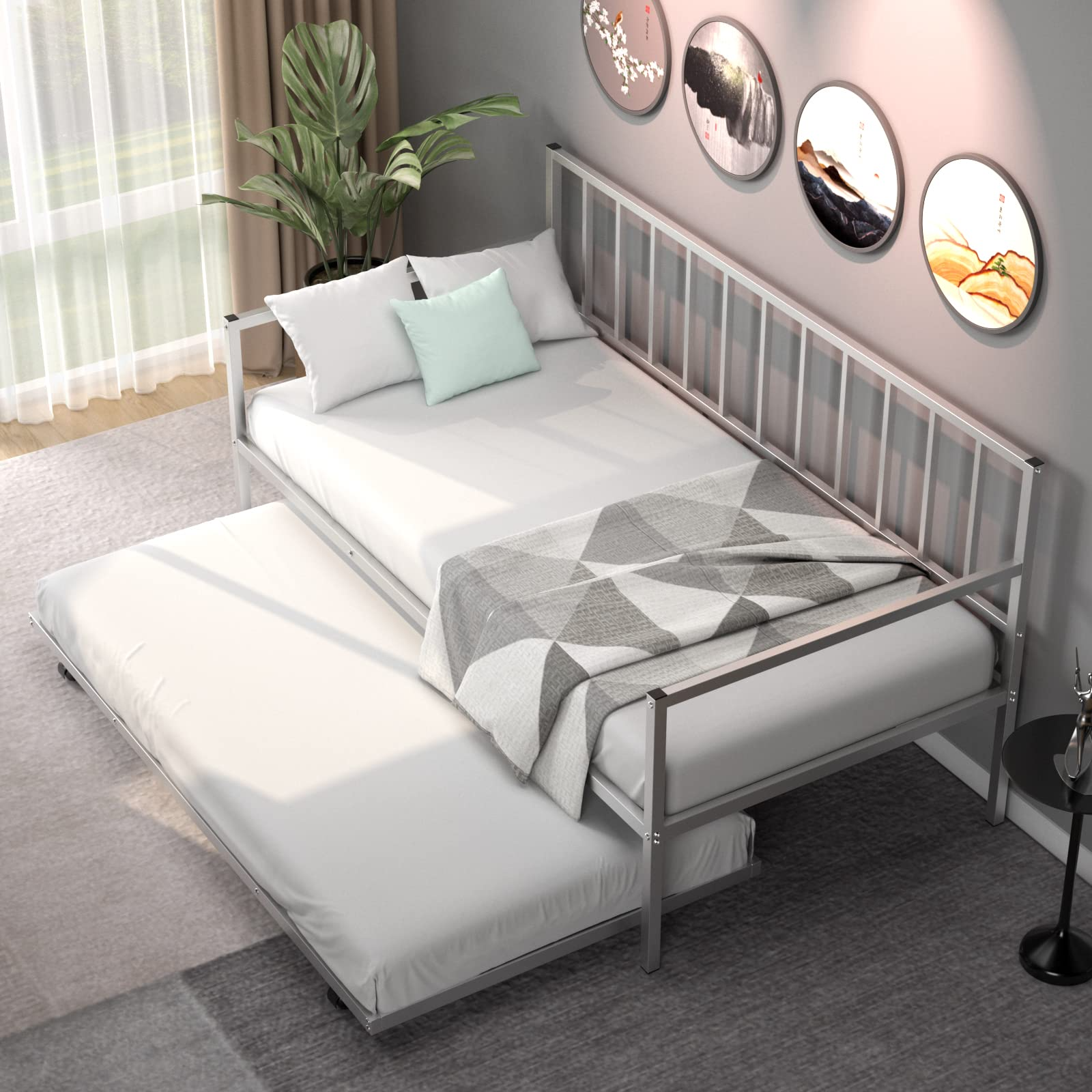 KOMFOTT Metal Twin Size Daybed with Trundle