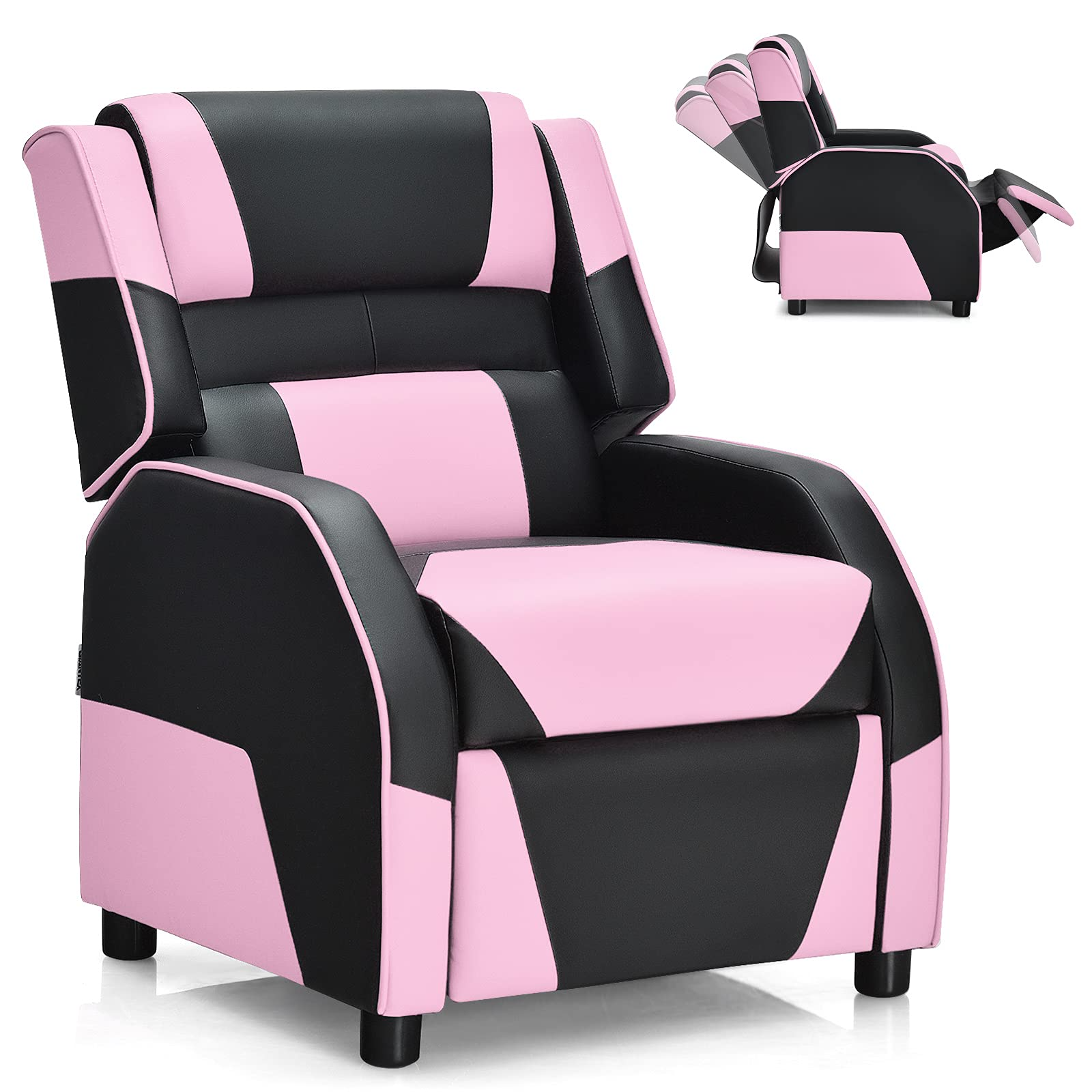 Komfott Kids Recliner, Racing Style Sofa with Headrest and Lumbar Support