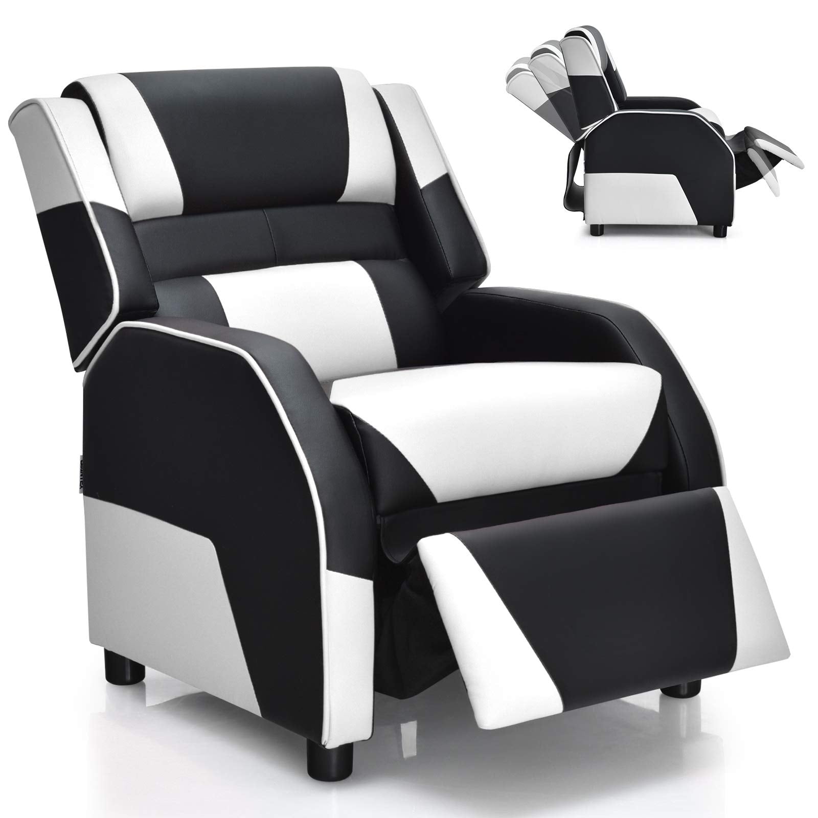 KOMFOTT Kids Recliner Chair, Racing Style Sofa with Headrest and Lumbar Support