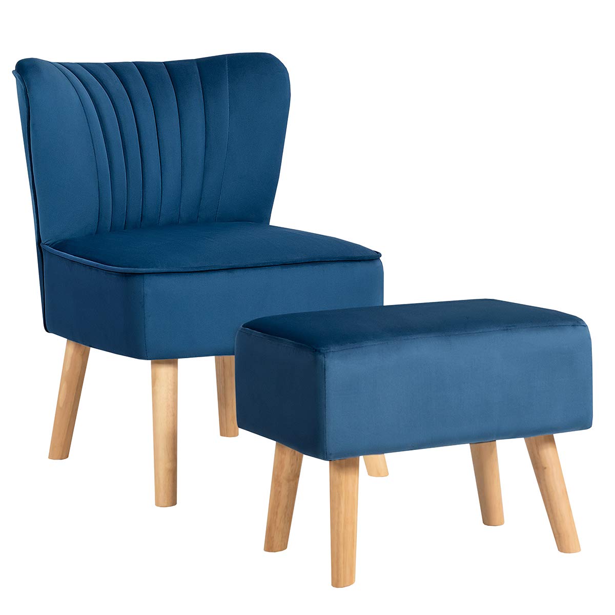 KOMFOTT Velvet Accent Chair with Ottoman