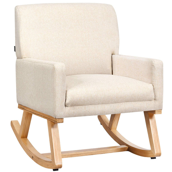 KOMFOTT Upholstered Rocking Chair with Fabric Padded Seat and Solid Wood Base