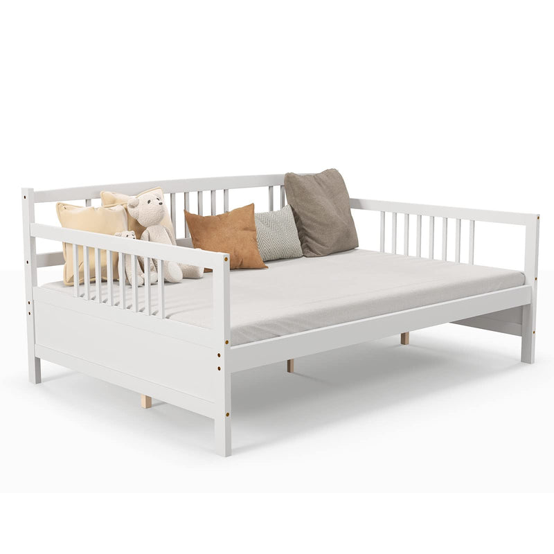 KOMFOTT Wood Daybed Frame Full Size, Sofa Day Bed Frame with Wooden Slats Support