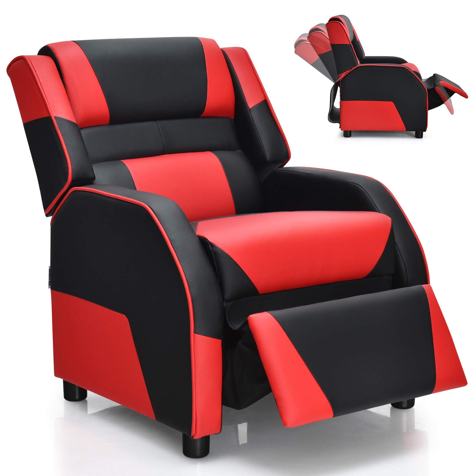 KOMFOTT Kids Recliner Chair, Racing Style Sofa with Headrest and Lumbar Support