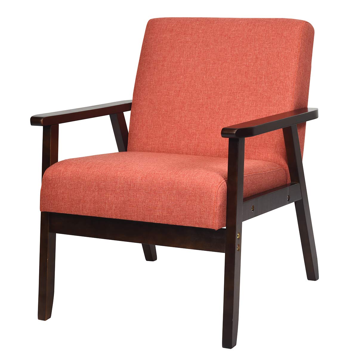 KOMFOTT Solid Hardwood Made Mid-Century Modern Accent Chair | Retro Fabric Armchair