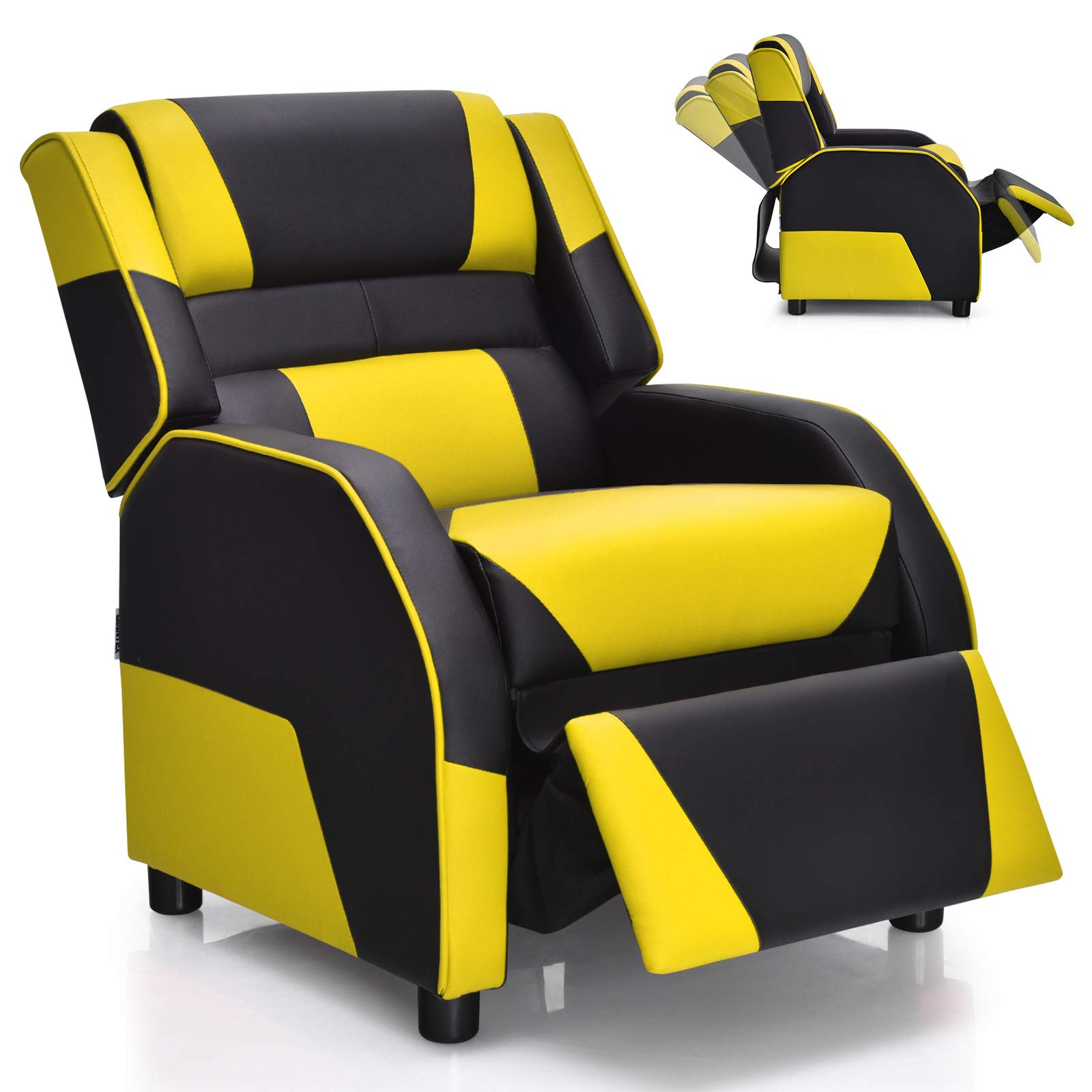 KOMFOTT Kids Recliner Chair, Racing Style Sofa with Headrest and Lumbar Support