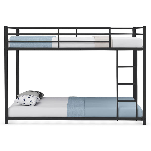 KOMFOTT Bunk Bed Twin Over Twin Metal Bed - Sturdy Steel Bed Frame with Stairs and Guard Rails Heavy Duty Space