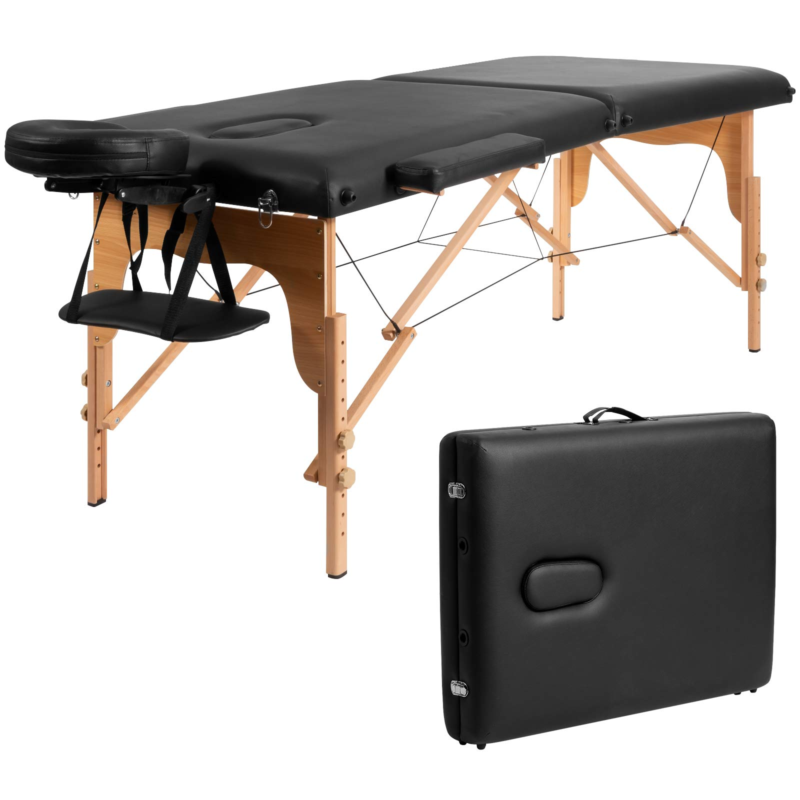 KOMFOTT Portable Massage Bed Height Adjustable with Carry Case & Face Cradle