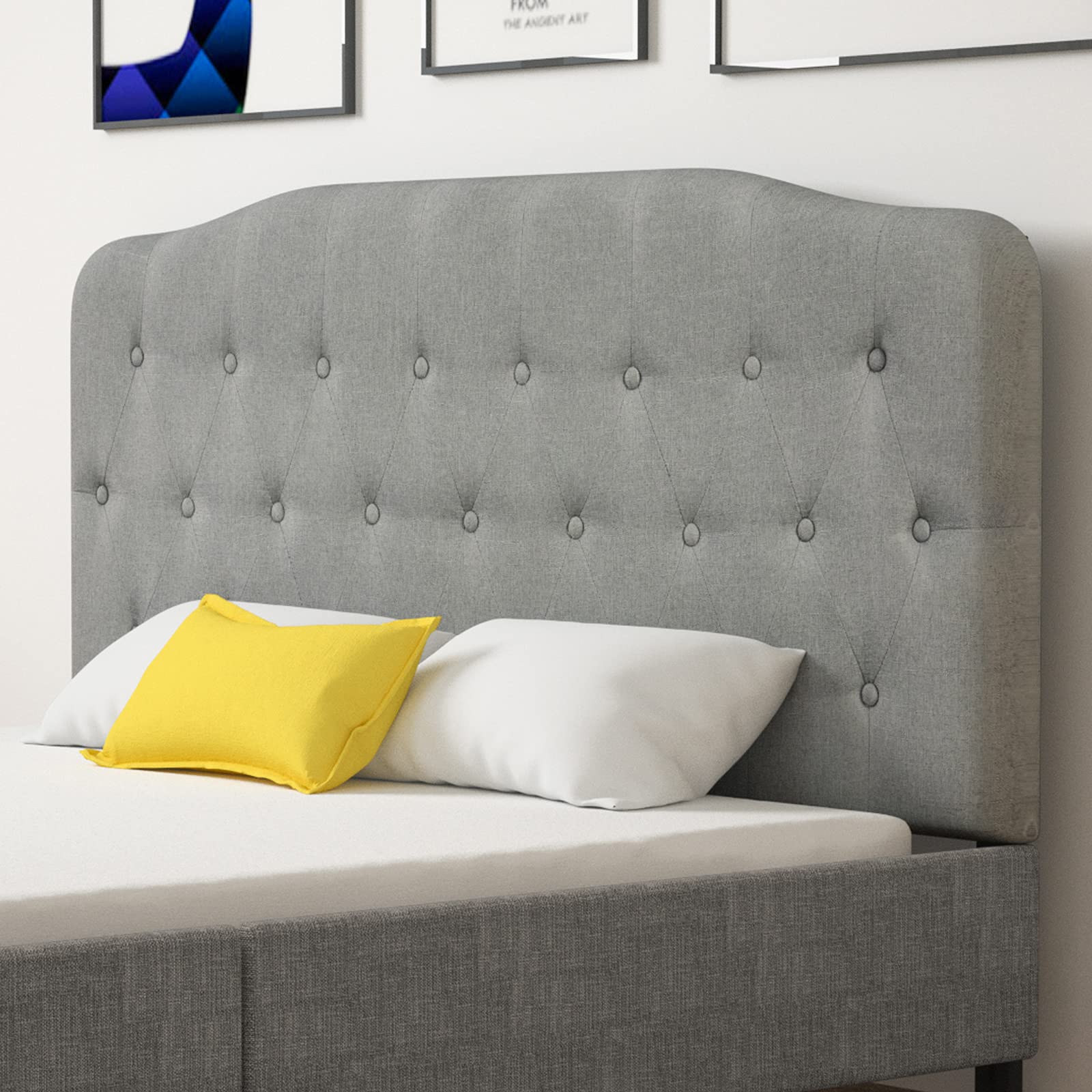 Upholstered Headboard, Adjustable Height from 38" to 53" Platform