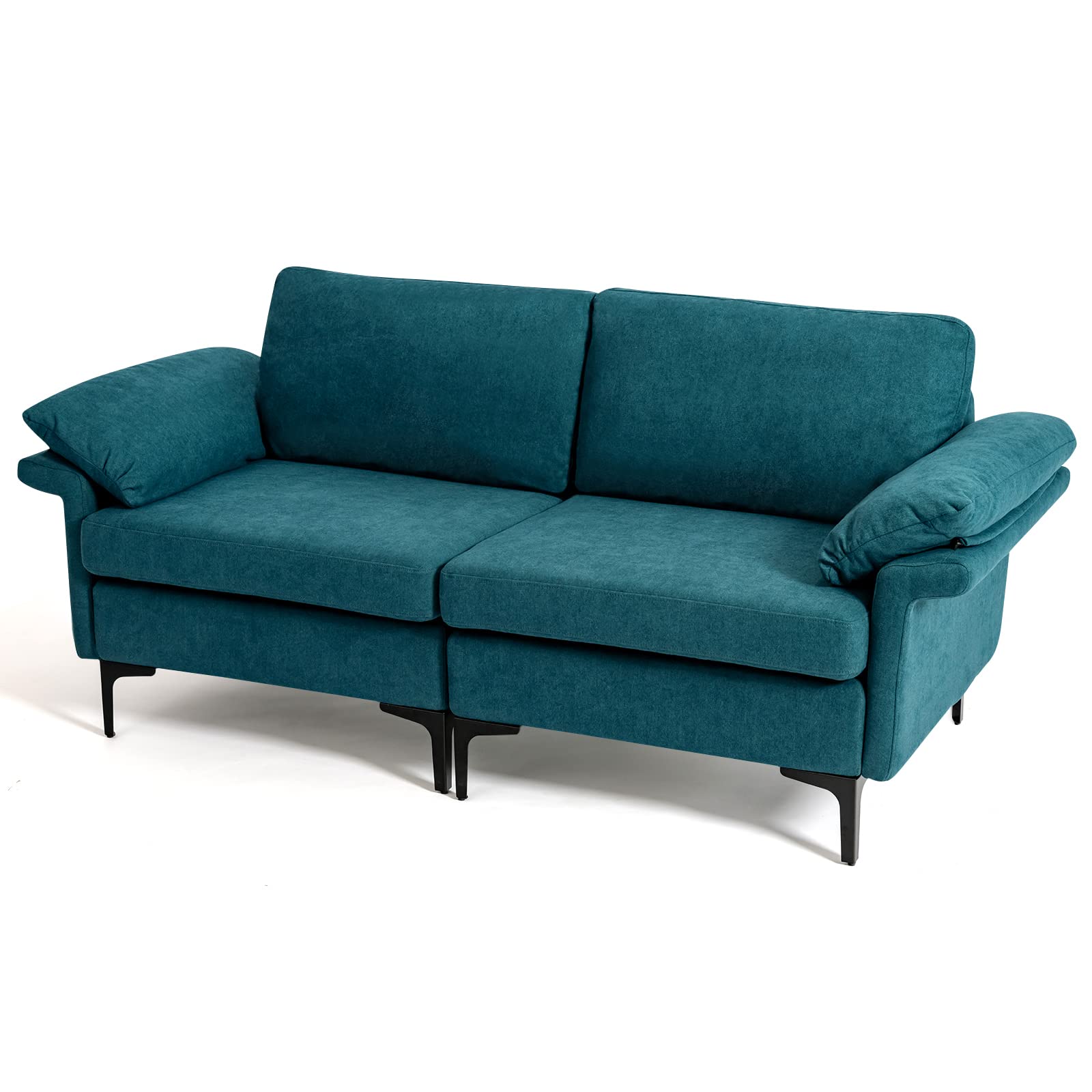 KOMFOTT 72.5" Loveseat Sofa Couch, Modern Love Seat with Removable Armrest Pillows