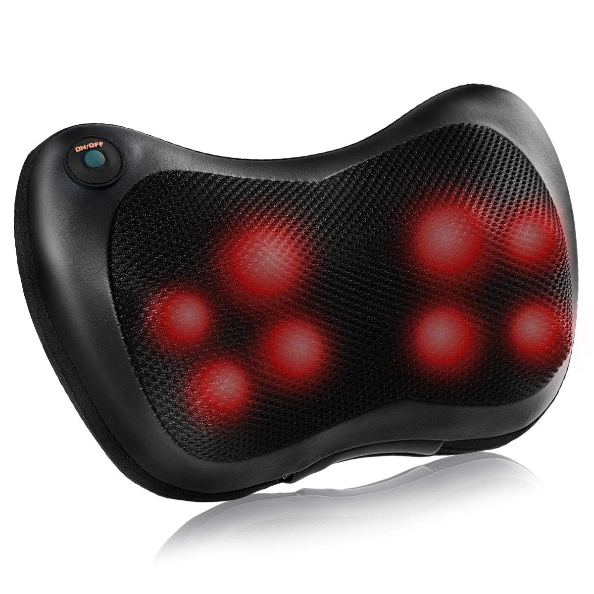 Komfott Shiatsu Back Neck Massager with Heat, Kneading Massage Pillow for Muscle Pain Relief