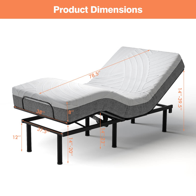 KOMFOTT Adjustable Bed with Transformable Cutting Mattress, Electric Adjustable Bed with Remote Control