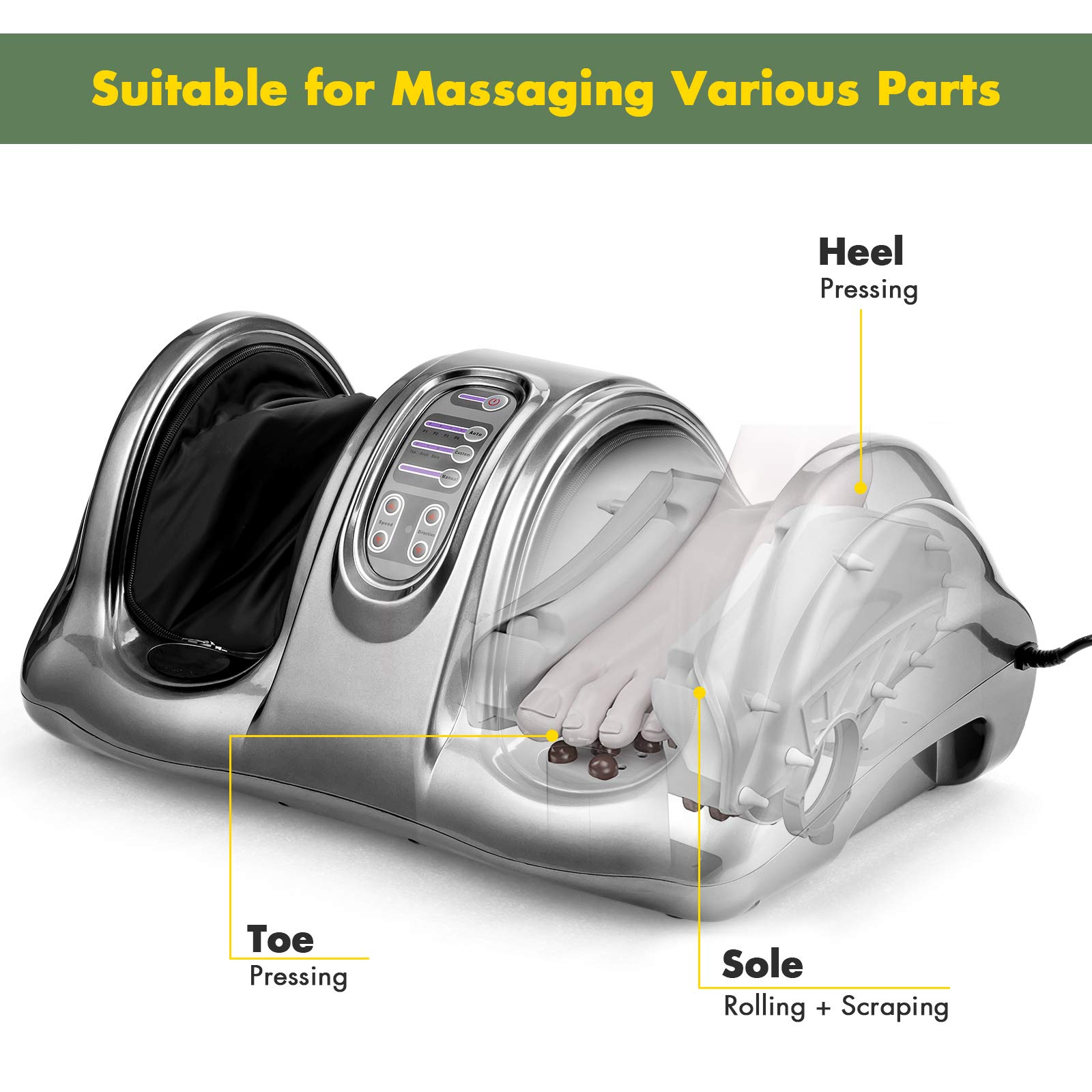 KOMFOTT Electric Shiatsu Foot Massager w/Remote and 4 Massage Modes