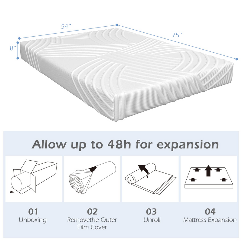 KOMFOTT Bed with 8-Inch Mattress, Solid Wood Platform Bed Frame with Gel Infused Memory Foam Mattress