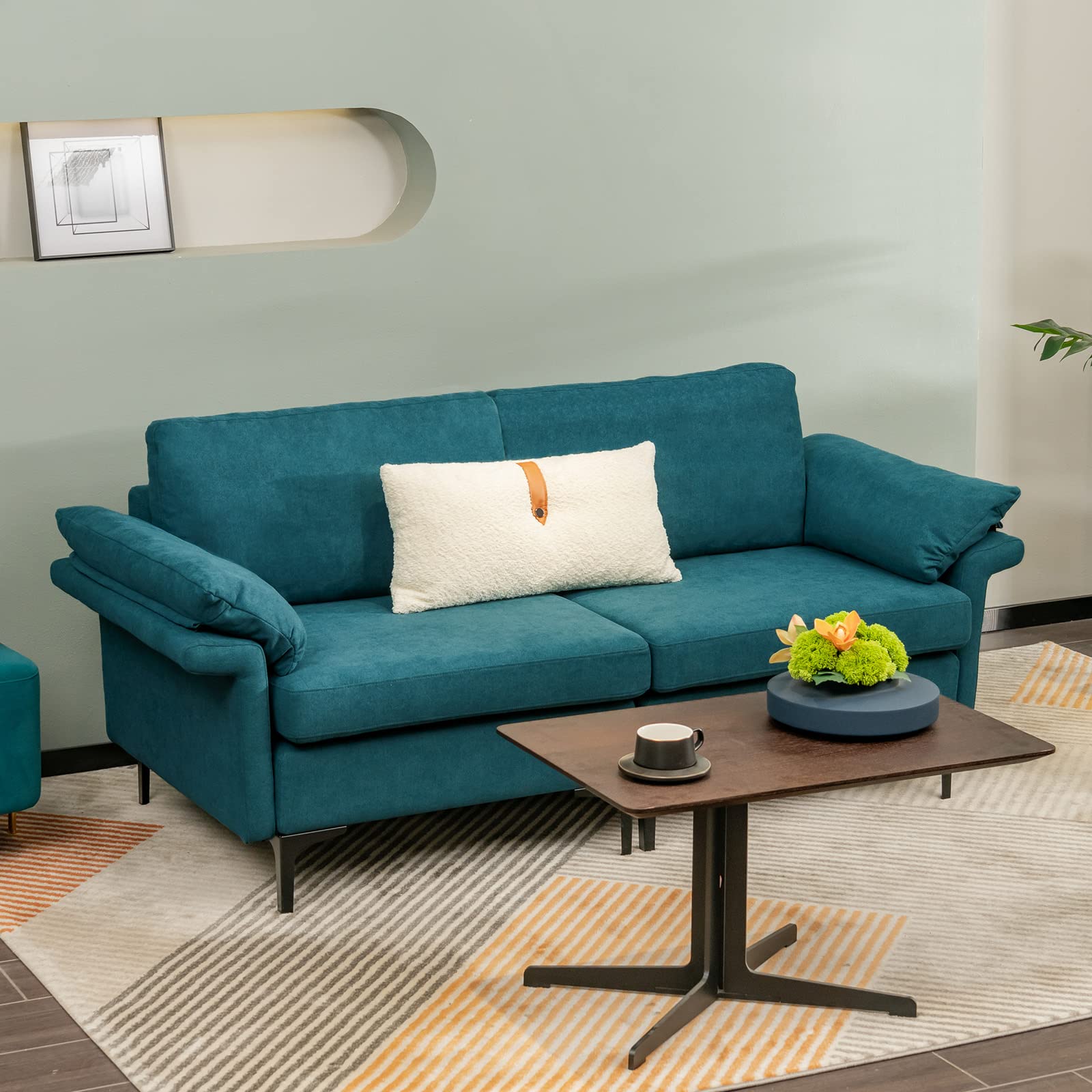 KOMFOTT 72.5" Loveseat Sofa Couch, Modern Love Seat with Removable Armrest Pillows