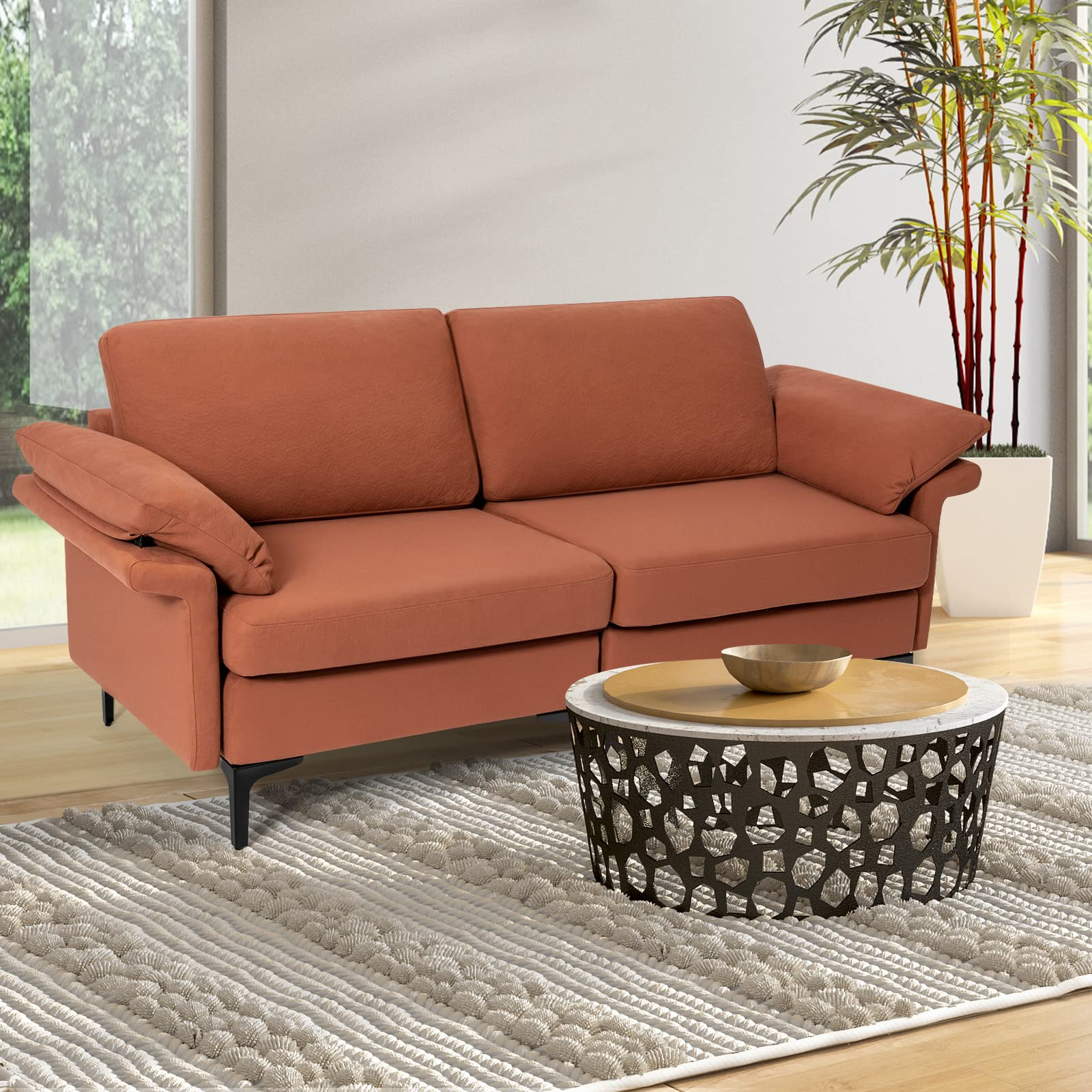 KOMFOTT 72.5" Loveseat Sofa Couch, Modern Love Seat with Removable Armrest Pillows