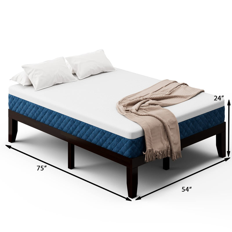 KOMFOTT Bed with 10-Inch Mattress, Solid Wood Platform Bed Frame with Gel Memory Foam Mattress