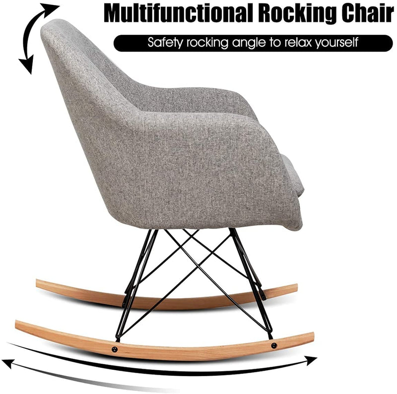 KOMFOTT Accent Rocking Chair with Cushion | Upholstered Rocking Arm Chair