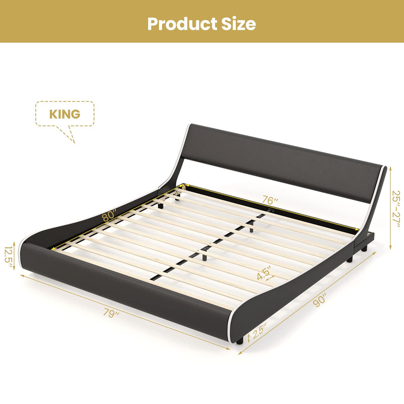 KOMFOTT Upholstered Platform Bed Frame with Adjustable Headboard Full/Queen/King Size