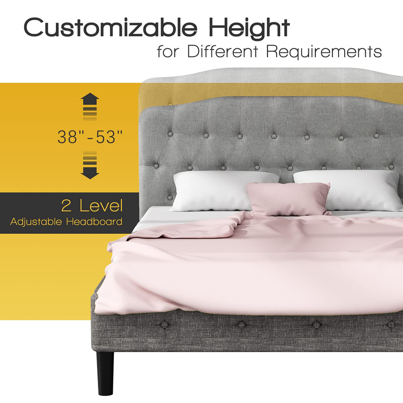 KOMFOTT Upholstered Headboard, Adjustable Height from 38" to 53" Platform